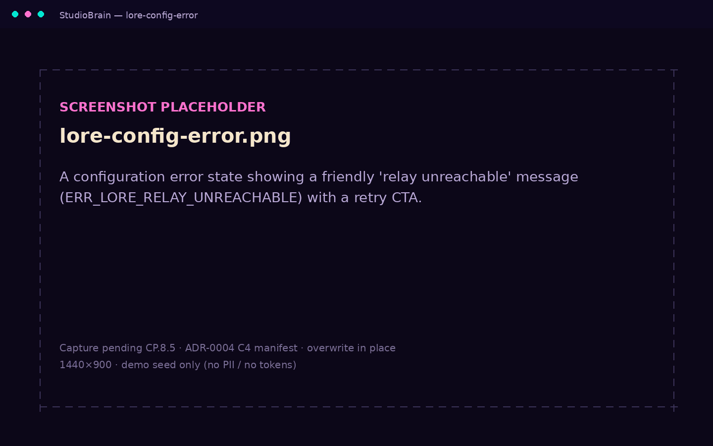 A friendly configuration error explaining the relay is unreachable, with a retry action.